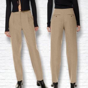 Aritzia Wilfred Ibiza High Rise Pleated Trouser Pants Size 4 In Heather Bisque